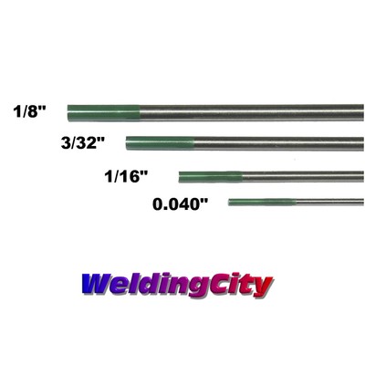 WeldingCity® 4-pk TIG Tungsten Electrode Pure (Green) Assorted .040"-1/8" | USA