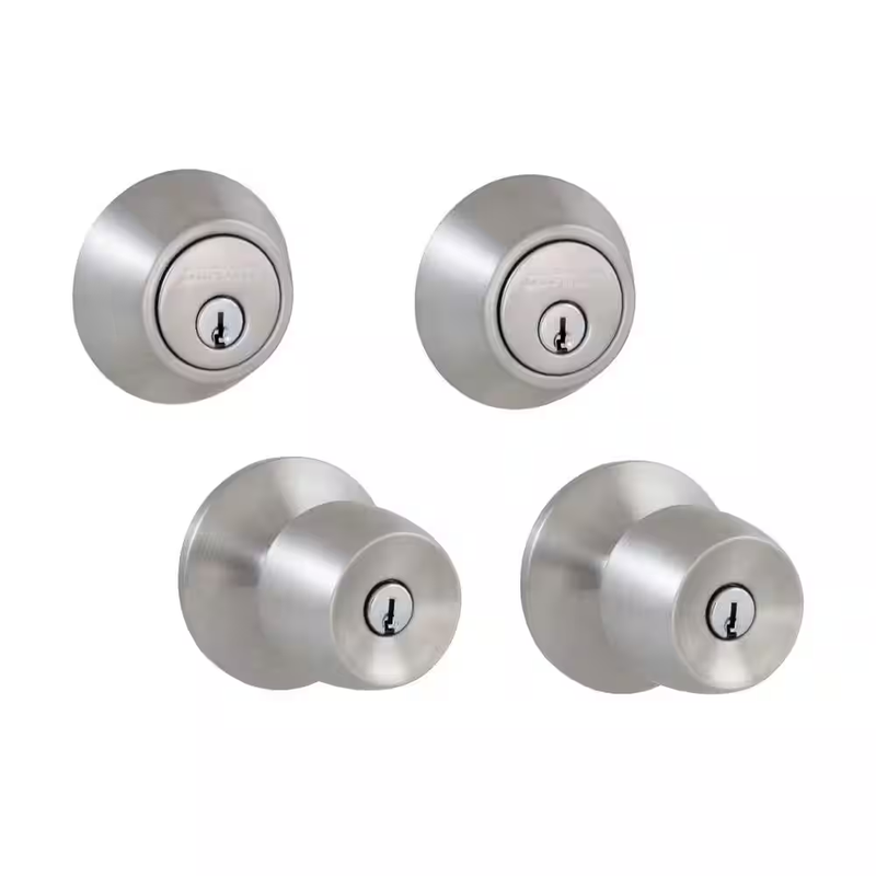 Defiant Door Knob Deadbolt Lock Set Keyed Entry Stainless Steel 4 Pack Lock