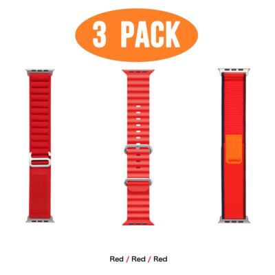 3PACK Alpine+Trail Loop+Ocean Band For Apple Watch 9 8 7 6 SE Ultra 44/45/49mm