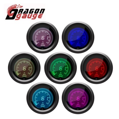 2'' 52mm Oil Tempe Gauge Digital Display 7 Colors Backlight With Oil Tempe Sensor
