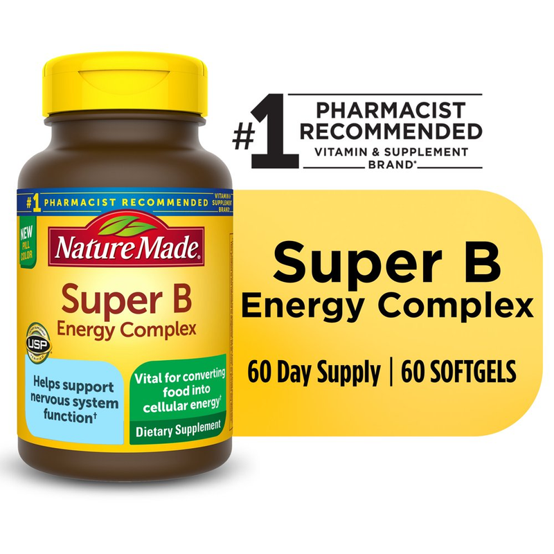 Super B Energy Complex Softgels, Dietary Supplement, 60 Count