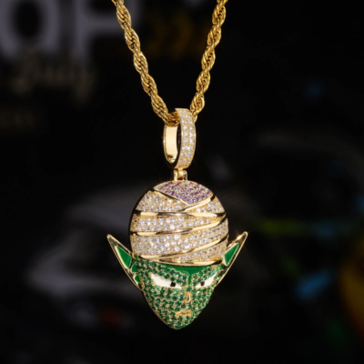 Piccolo cz Pendant Chain Gold Necklace Iced Out Jewellery Dragon
