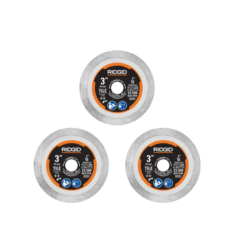 RIDGID Tile Cut-Off Wheel Set Multi Material Saw Replacement Blades (3-Piece)