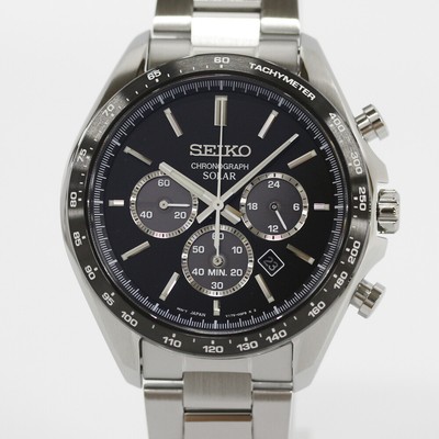 Pre-owned Seiko Selection Sbpy167 Analog Solar Powered Sapphire Crystal Black Silver