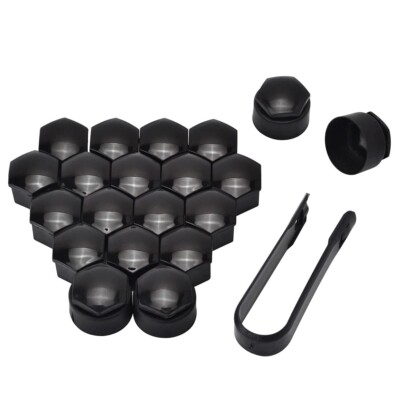 17mm WHEEL NUT BOLT COVERS LOCKING CAPS BLACK ROUND For Audi A1 A3 A4 A5 A6 A7
