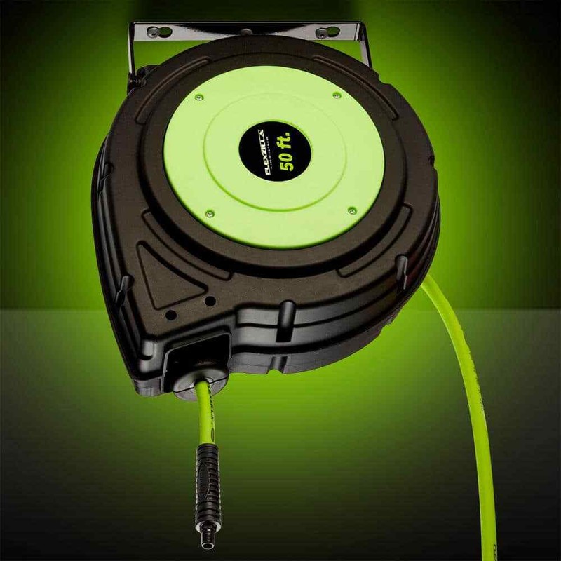 Flexzilla Air Hose Reel 3/8X50 Ft Wall Enclosed Retractable Abrasion Resistant
