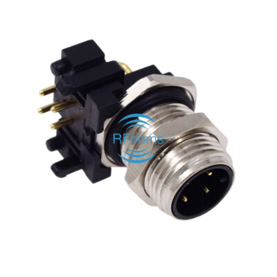 M12 Sensor Connector 4P PCB Mount Panel Adapter Angled Socket Sensor Connecting