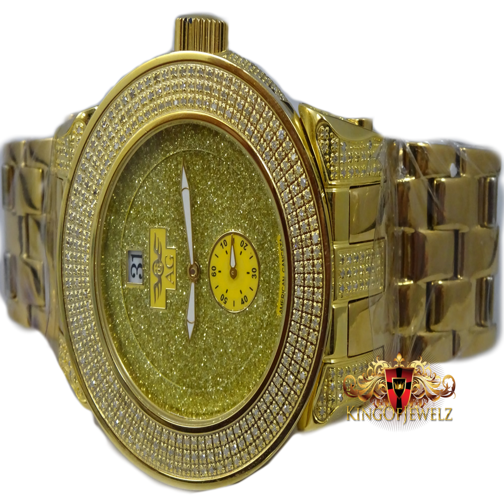 Pre-owned Techno Grill Real Diamond Dial 2.56 Ctw Men's  Watch Joe Rodeo Crushed Illusion In H - I