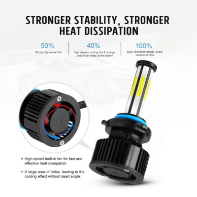 6-Sides 9006 LED Headlights Super Bright Bulbs Kit White 6500K 420000LM Low Beam