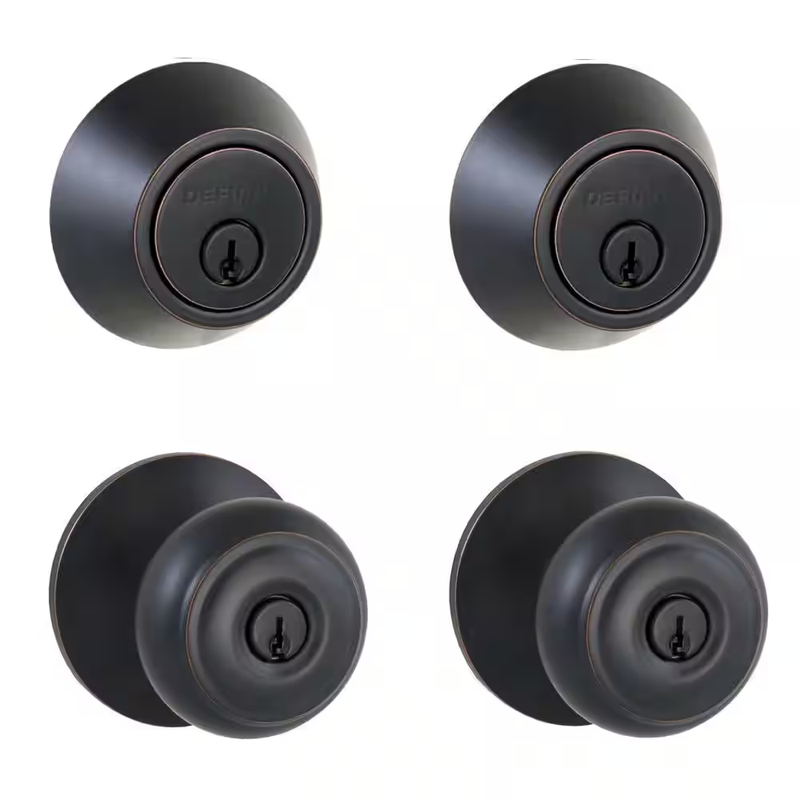 Defiant Entry Door Knob Deadbolt Lock Set Keyed Alike Exterior Door Hardware 4Pk