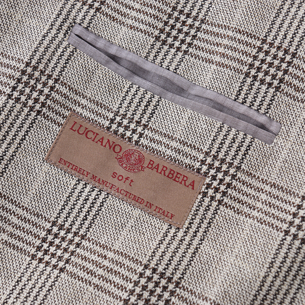 Pre-owned Luciano Barbera Soft Constructed Gray Check Wool-silk-linen Sport Coat 38r