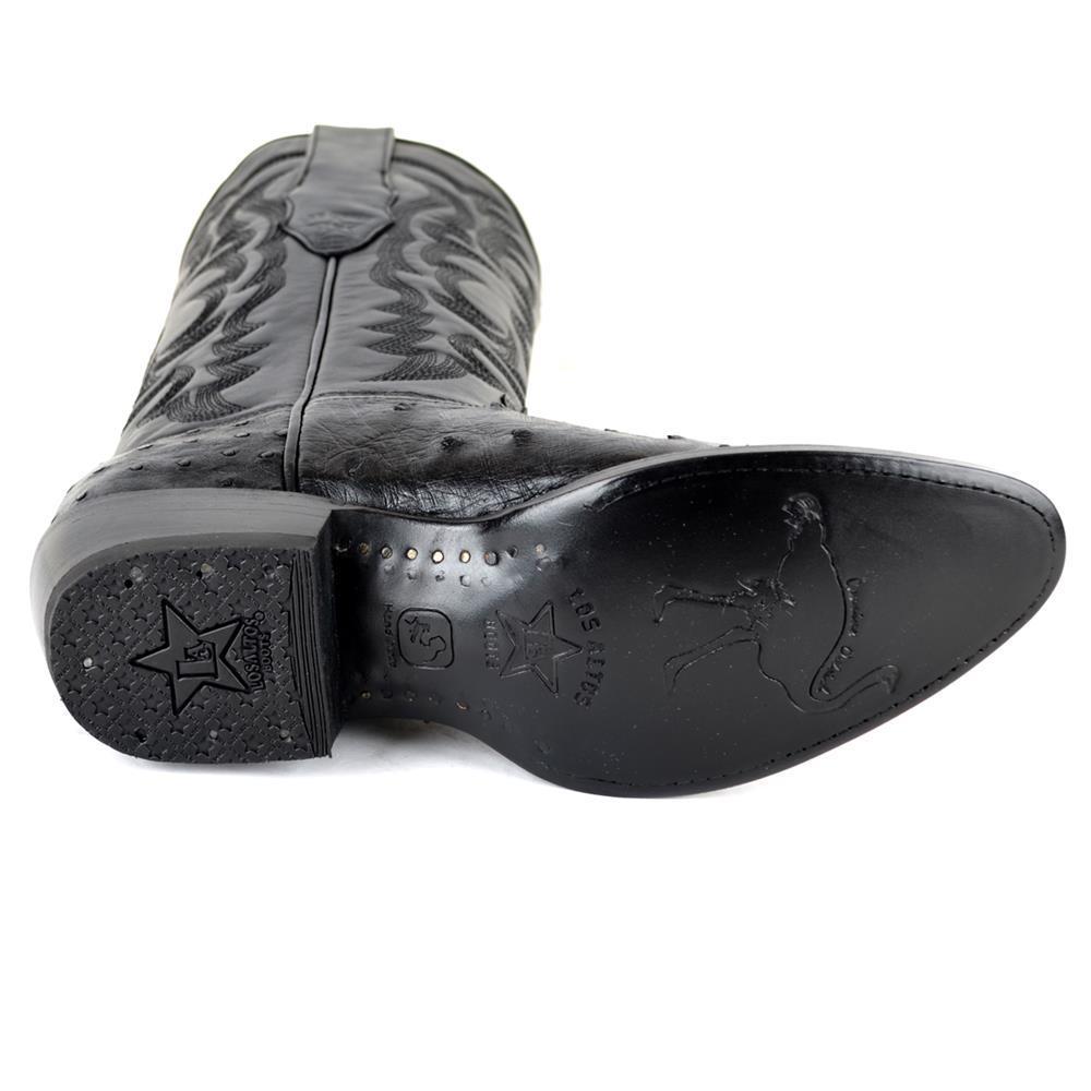 Pre-owned Los Altos Boots Los Altos Men Genuine Black Full Quill Ostrich Round Toe Western Cowboy Boot D