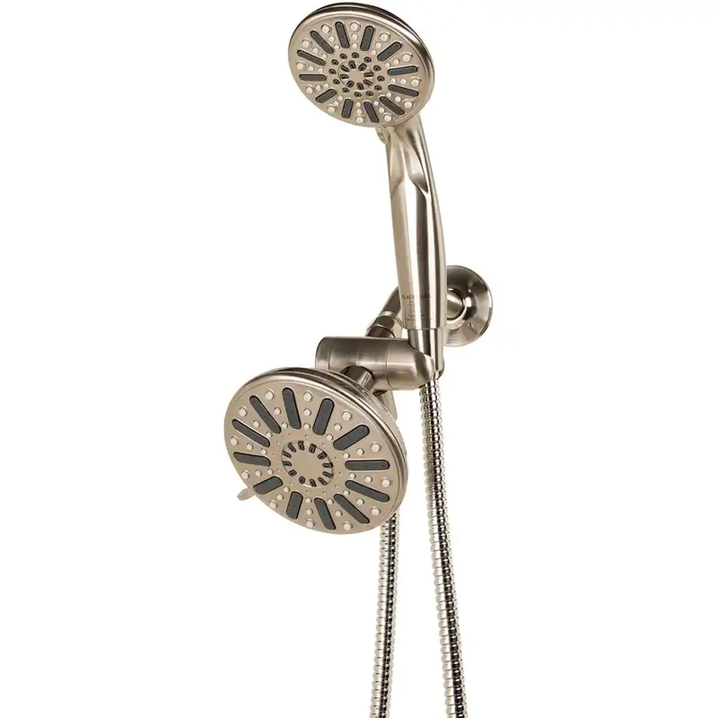 6-spray 5 In. Dual Shower Head And Handheld Shower Head In Brushed Nickel