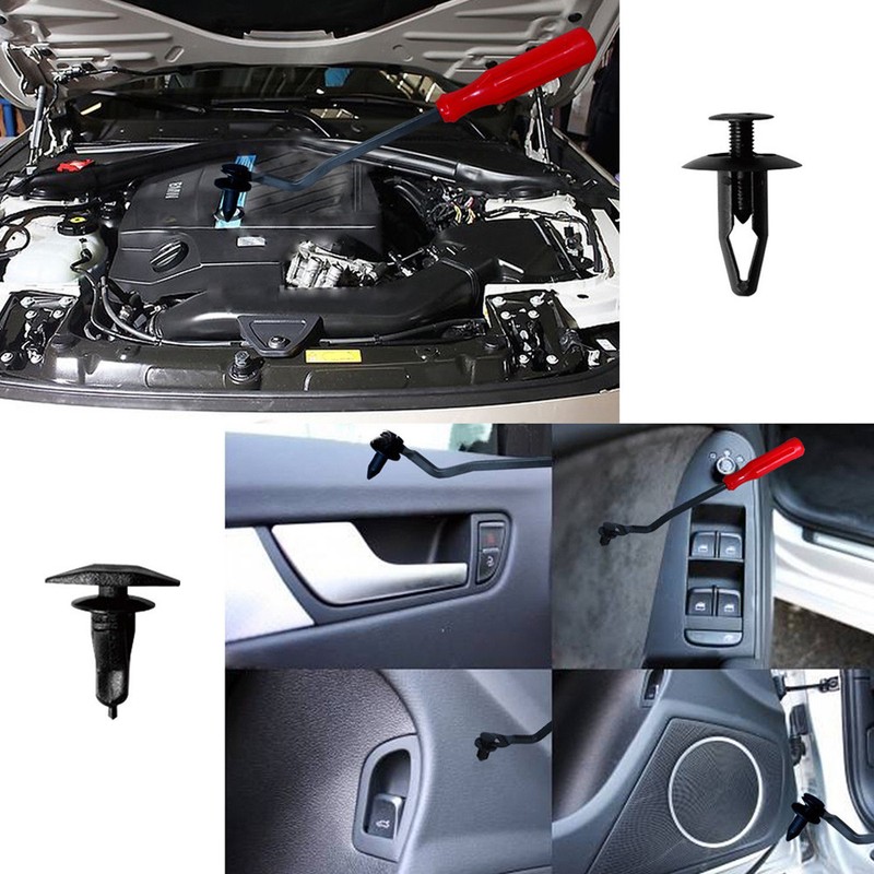 425x POM Car Body Retainer Assortment Clips Auto Tailgate Handle Rod Clips+Tool