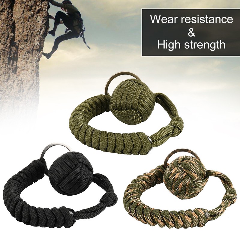 Sporting Goods 1x Creative Monkey Fist Keychain Chain 550 Steel Ball