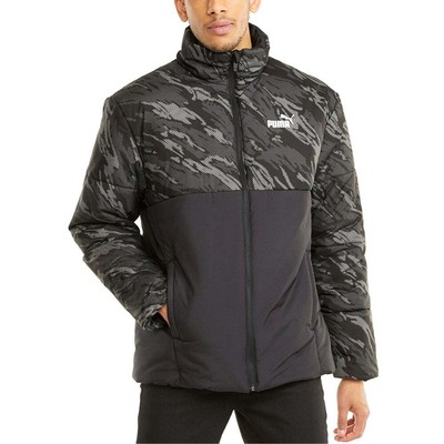 

Puma Essentials+ Padded Full Zip Jacket Mens Black Casual Athletic Outerwear 587, Черный, Puma Essentials+ Padded Full Zip Jacket
