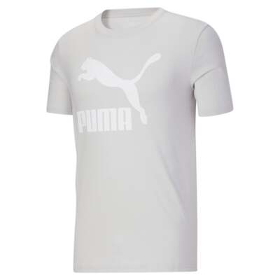 

Мужские серые повседневные топы Puma Classics Logo с круглым вырезом и короткими рукавами 67043595, Grey, Puma Classics Logo Crew Neck Short Sleeve T-Shirt