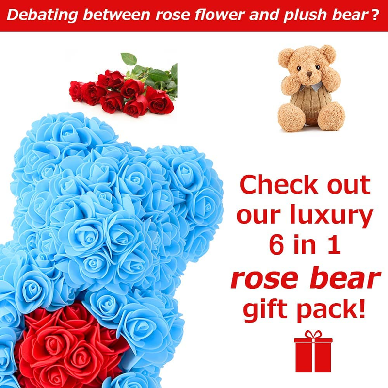 Rose Bear Mothers Day Flowers Gifts, Flower Bear Rose Teddy Bear with Box Lights