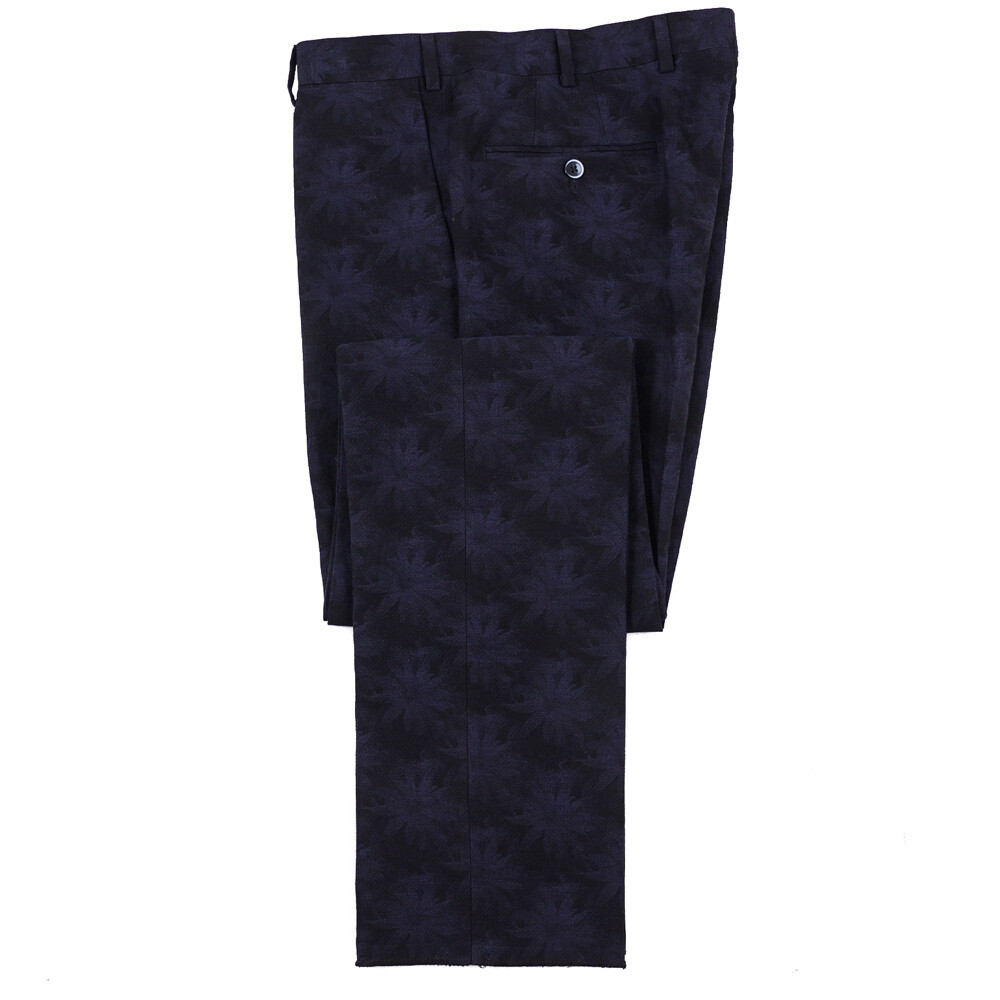 Pre-owned Roda $1495  Slim-fit Midnight Blue Floral Cotton-linen Suit 40 (eu 50)