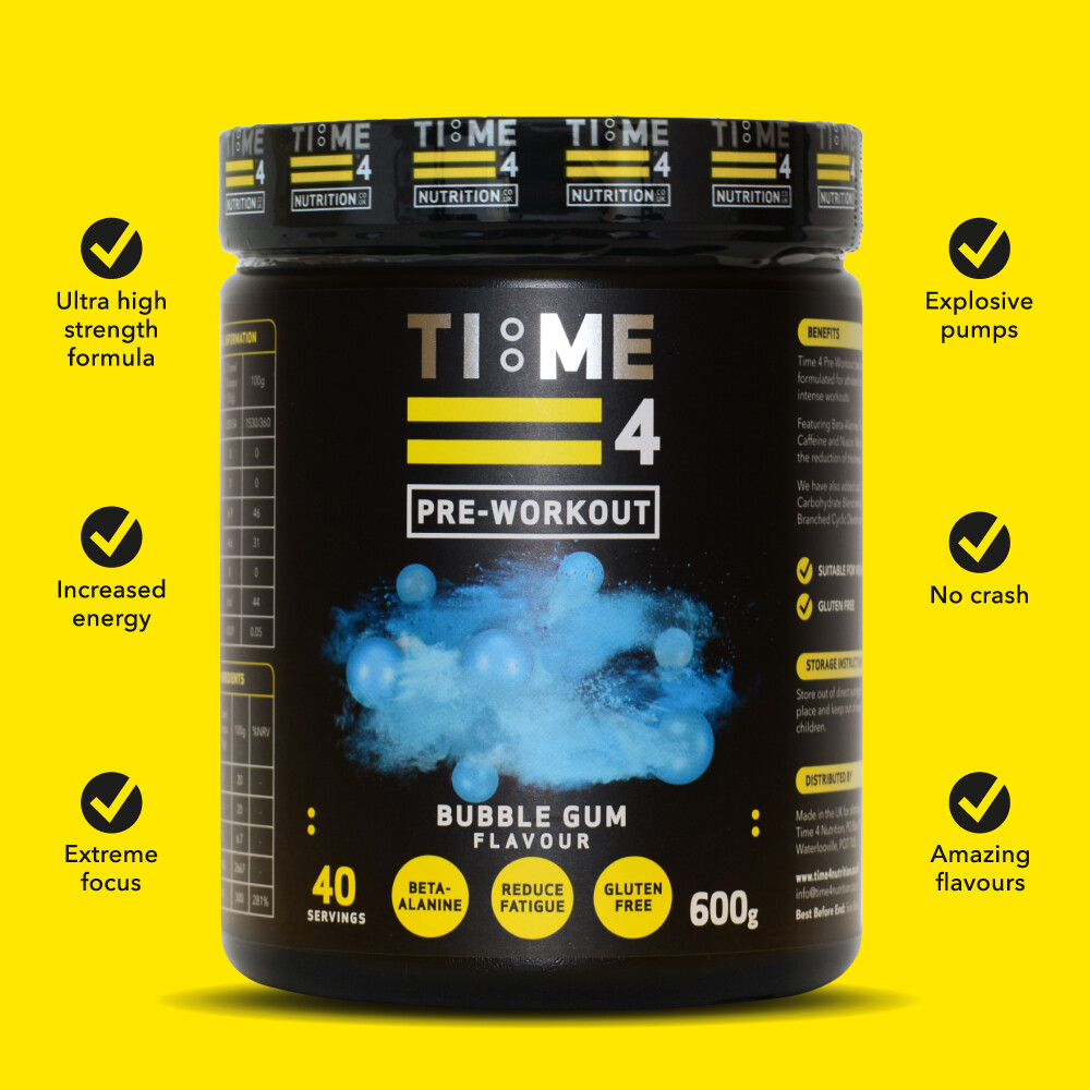 TIME 4 Pre Workout 600g Tub 40 Servings High Strength