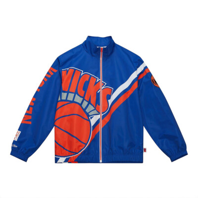 

Mitchell - Ness NBA New York Knicks Exploded Logo Warm Up Jacket Men синий/оранжевый, Mitchell - Ness NBA New York Knicks Exploded Logo Warm Up Jacket