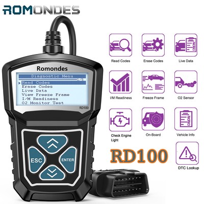 Romondes RD100 OBD2 Scanner Diagnostic Tool Code Reader DTC Lookup Check Engine