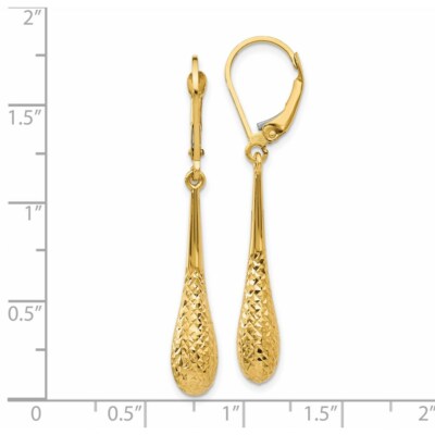 Pre-owned Superdealsforeverything Real 14kt Yellow Gold Diamond Cut Leverback Earrings