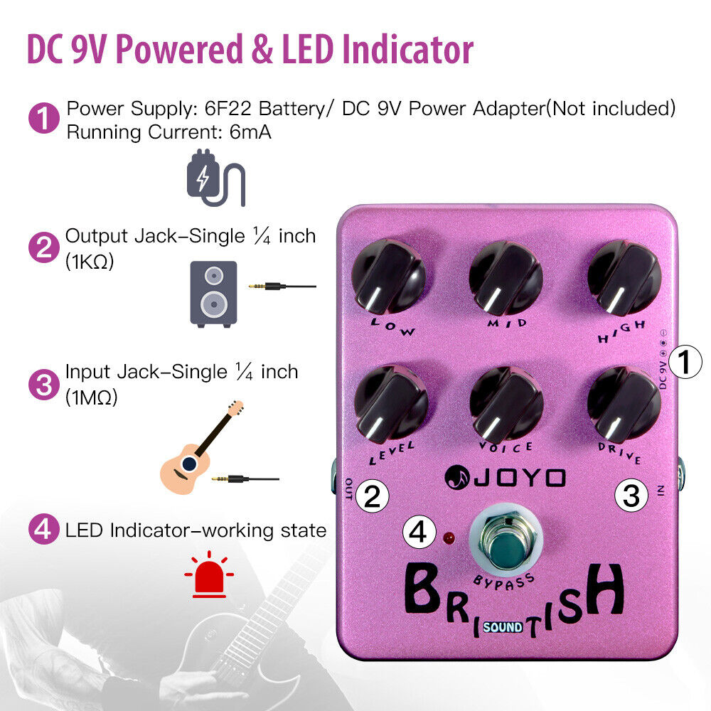 JOYO JF Series Guitar Effects Pedal Delay Distortion JOYO JF Series Guitar Effects Pedal Delay Distortion