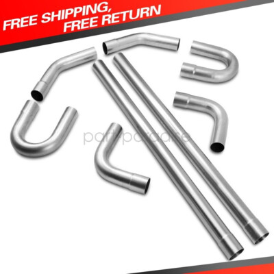 2.5  Inch Custom Exhaust Pipe Kit Tubing Mandrel Bend Straight U 90° Piping 8PCS