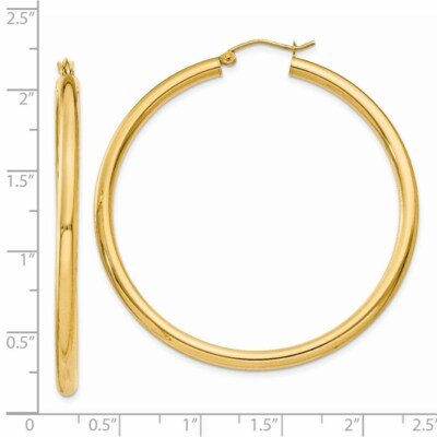 Pre-owned Superdealsforeverything Real 14kt Yellow Gold Polished 3mm Tube Hoop Earrings