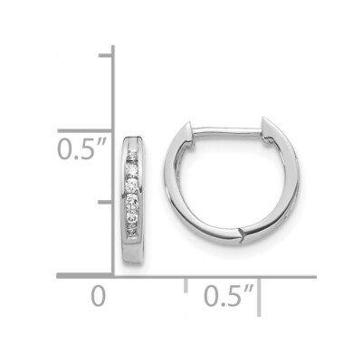 Pre-owned Skyjewelers Real 14kt White Gold Polished Diamond Hinged Hoop Earrings