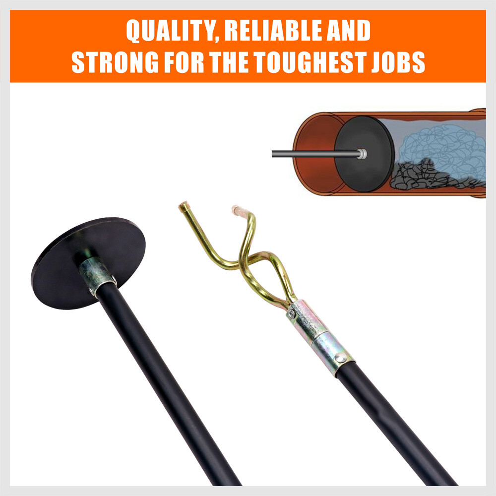 10Piece Drain Clean Rod Set Flexible Plunger Connector DIY Universal