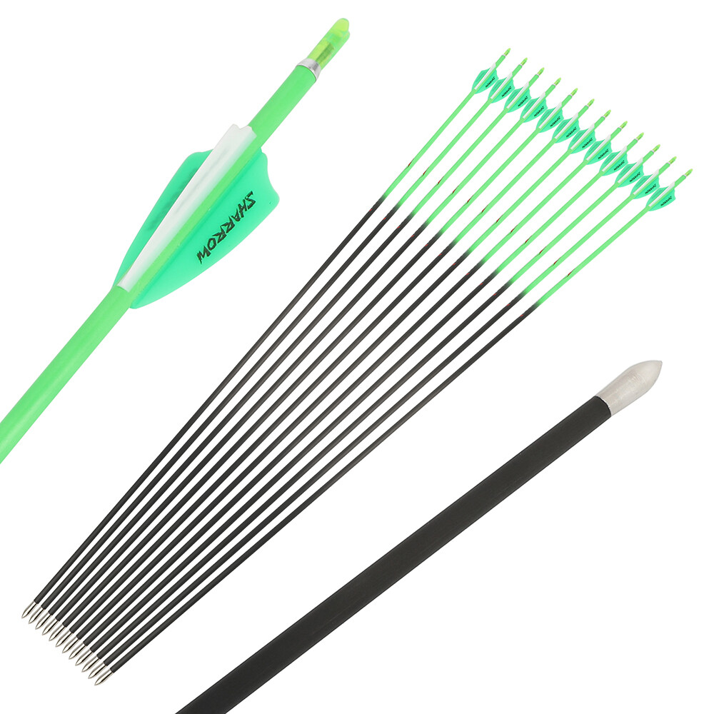 32" 24T Pure Carbon Arrows Archery SP400-1000 Vanes ID4.2MM Recurve Bow Shooting