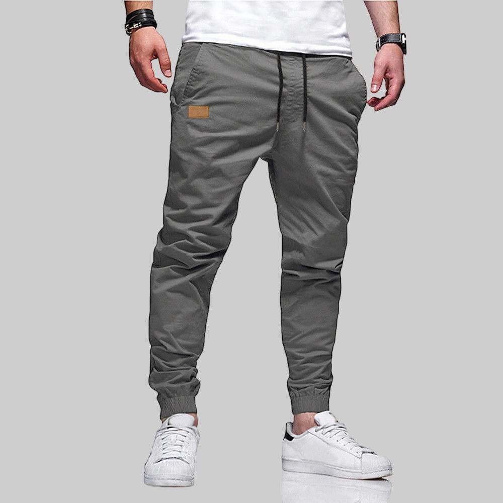 Men's Solid Workwear Jogging Sweatpants Combat Gym Sports Cargo Joggers Trousers