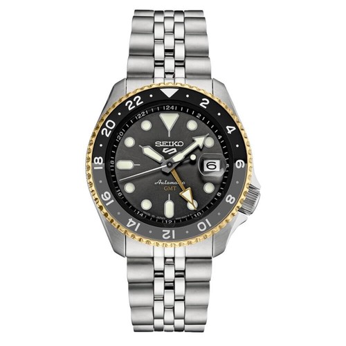 Pre-owned Seiko 5 Ssk021 Men Sports Gmt Mechanical Automatic Stainless Silver Tone