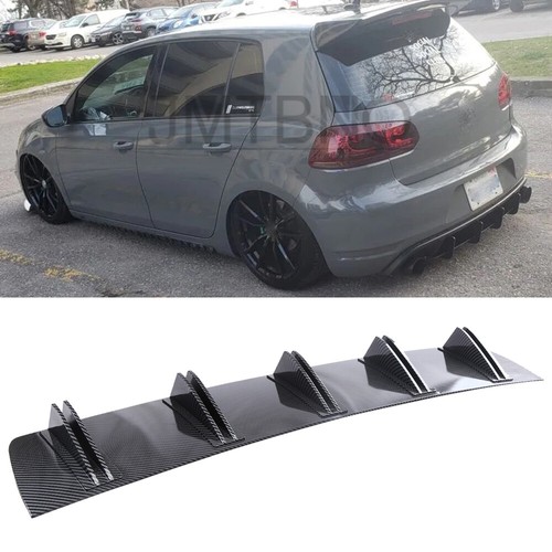 For VW GTI MK6 2010-2014 Carbon Rear Diffuser Fin Bumper Lip Splitter Spoiler