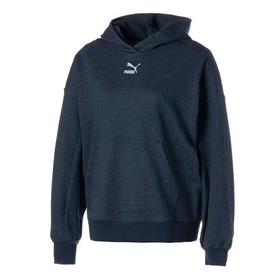 

Puma Classics Soft Ink Logo Pullover Hoodie Womens Blue Casual Athletic Outerwea, Синий, Puma Classics Soft Ink Logo Pullover Hoodie