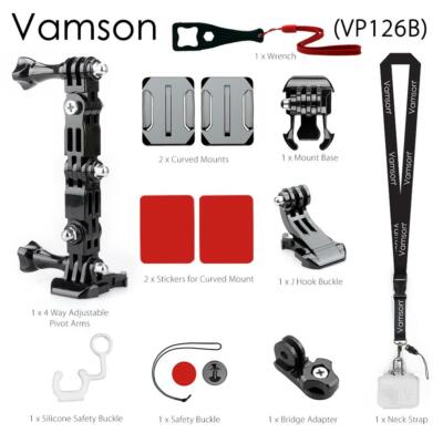 Accessoires Vamson pour Gopro Hero 7 6 5 Kit casque 4 voies réglable bras Pivot