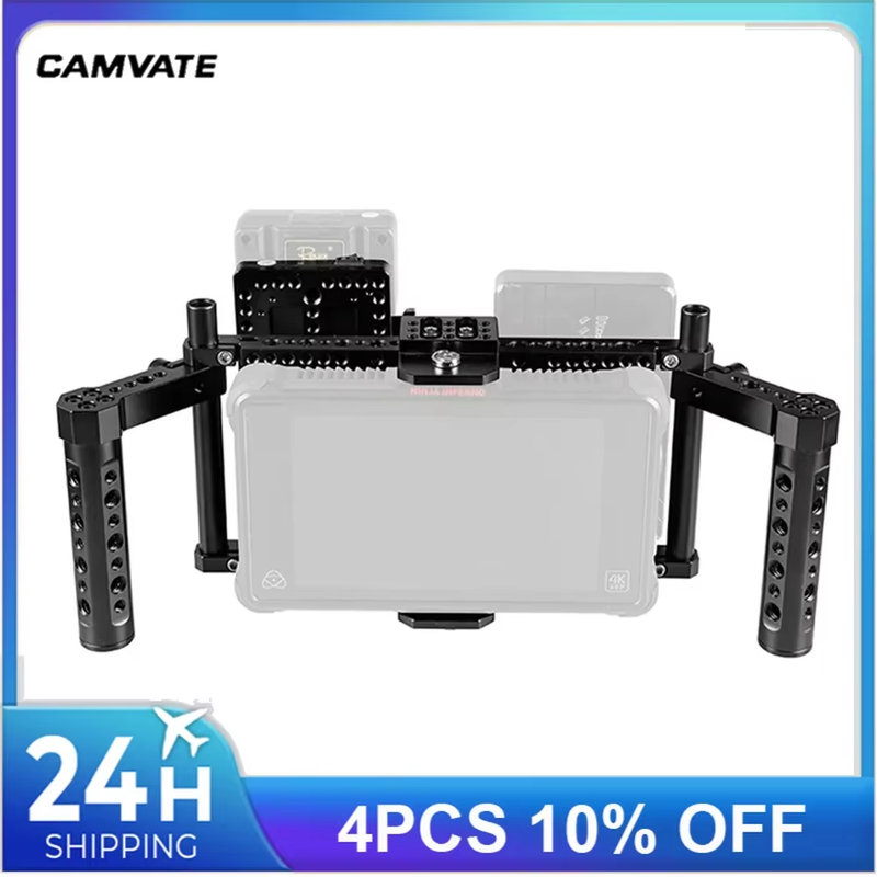 Adjustable Director's Monitor Cage Rig With Dual Cheese Handle Grip & V lock Qui