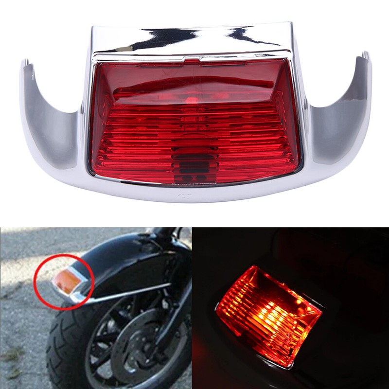 Motorcycle LED Front Fender Tip Light White For Harley Davidson