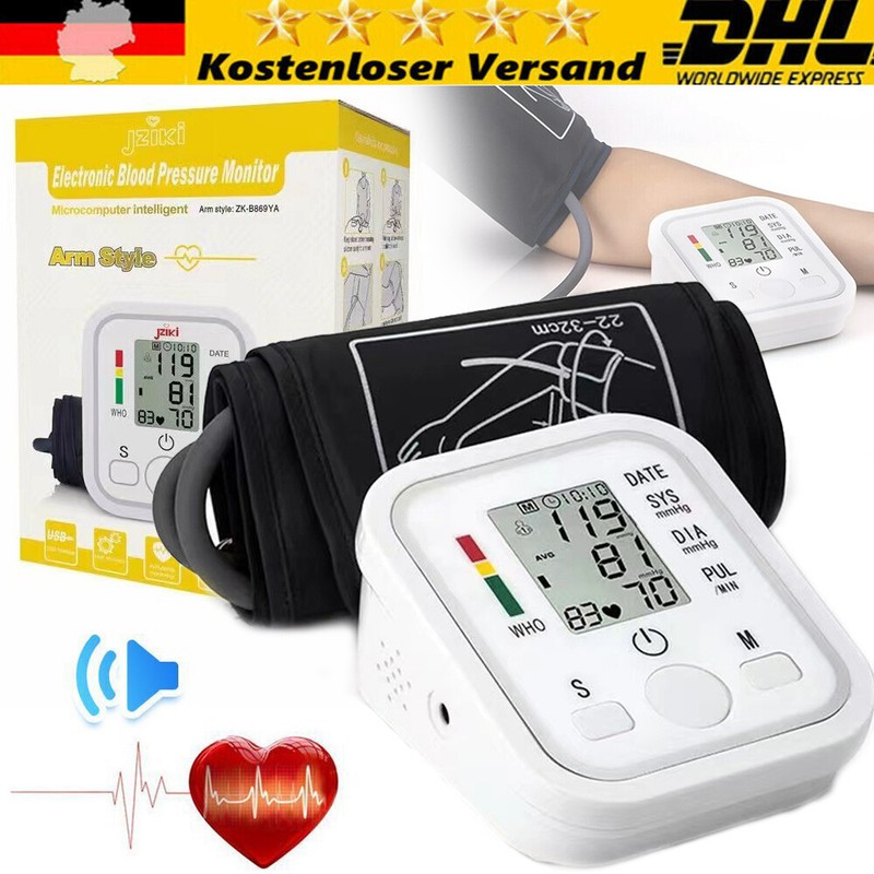 Lcd Digital BlutdruckmessgerÃ¤T Oberarm Blutdruck Monitor Automatische-Pulsmesser