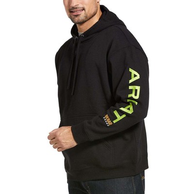 

Ariat Rebar Graphic Logo Pullover Hoodie Mens Black Casual Outerwear 1003, Черный