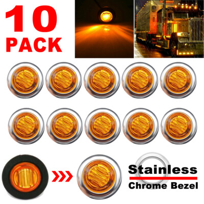 10Pcs Amber Bullet Round LED Lights Car Truck Boat Side Marker Indicator Lights