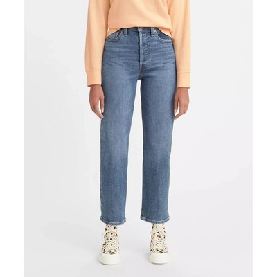 LEVIS Ribcage Straight Button Fly High Rise Jeans - Blue- WOMENS 26 x 27 Size 2