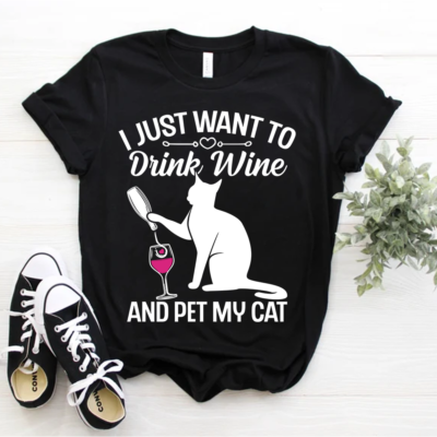 Wine and outlet cat t shirt