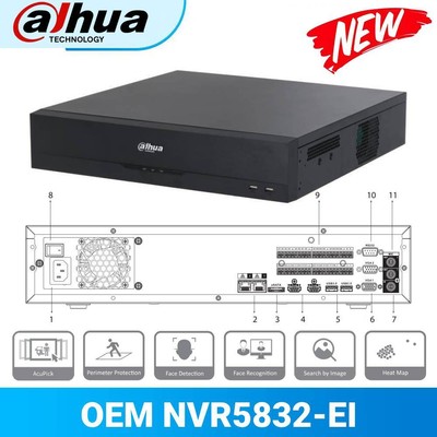 Dahua 32CH NVR NVR5832-EI 32CH AI NVR Smart H.265+ Face Detection No PoE Ports