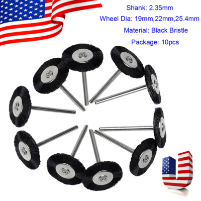 10Pcs Dental Black Bristle Polishing Wheel Buffing Brush 2.35mm for Rotary Tools