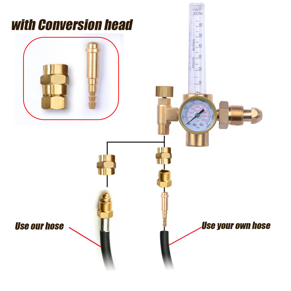 Argon CO2 Mig Tig Flow Meter Regulator Welding Flowmeter Gas Gauge Welder + Hose 6941456703937