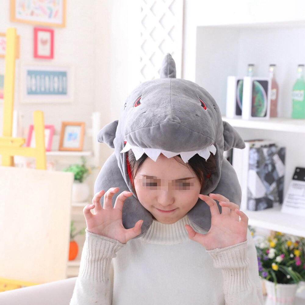1pc Shark Headwear Funny Travel Pillow Photo Props Apparel