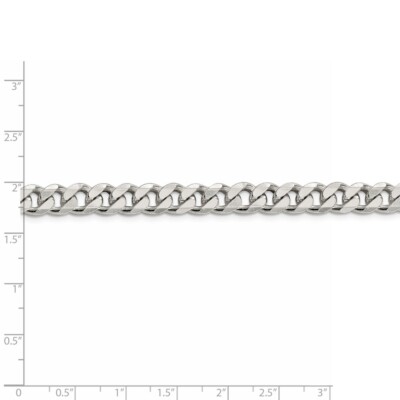 Pre-owned The Black Bow Men's 8mm, Sterling Silver Solid Flat Curb Chain Necklace